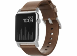 Řemínek Nomad NOMAD Moderní kožený hnědý 42mm / 44mm konektor Stříbrný