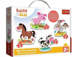 Trefl Klasické dětské puzzle na farmě Babaski a plyšový medvídek