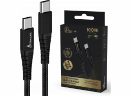 Extralink Pletený kabel USB typu C na USB typu C Smart Life 100W 2m černý