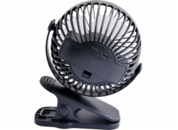 Stolní ventilátor s klipem 10cm USB + baterie, černý