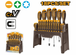 Ingco HKSD1828 Šroubovák plochý+křížový+hodinářský sada 18ks CrV