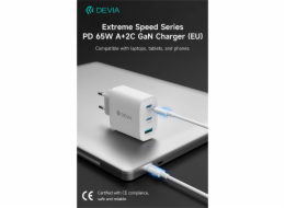 Deví síťová nabíječka Extreme Speed GaN PD 2x USB-C/USB-A 65W - White