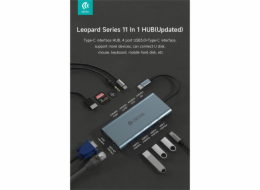 Devia USB-C Hub Leopard řady 11-in-1 - Deep Gray