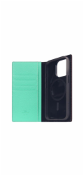 SLG Design pouzdro D8 Neon Full Grain Leather Diary pro iPhone 15 Pro - Teal