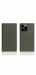 SLG Design pouzdro D+ Italian Carbon Leather Diary pro iPhone 14 Pro - Khaki