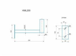 CSAT KML200 dvoubodový kovový držák, 20cm od zdi