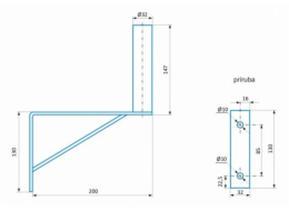 CSAT KM200 dvoubodový kovový držák, 20cm od zdi