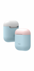 Elago Airpods Silicone Duo Case - Pastel Blue/ Pink, White