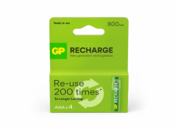 Dobíjecí baterie GP RECHARGE AAA, 800mAh, 4 ks.