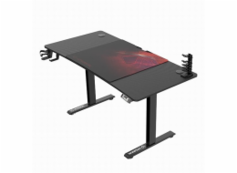 ULTRADESK herní stůl LEVEL V2 RED, 140x68cm, 72-117cm, elektricky nastavitelný, s XXL podložkou pod myš, držák na sluchátka