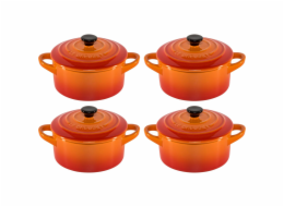 4x1 Le Creuset Mini Braeterset m.Deckel 10x5cm ofenrot