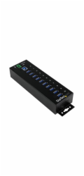 Startech 10-Port USB 3.0 Hub - Metal Industrial USB-A Hub with ESD & Surge Protection - Din Rail, Wall or Desk Mountable - TAA Compliant USB Expander Hub (ST1030USBM) - Rozbočovač - 10 x SuperSpeed US
