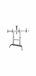 Startech Dual TV Cart for 37-60in VESA TVs up to 110lb (50kg) each, Height Adjustable TV Mount, Mobile Display Cart w/ Webcam & Equipment Shelves, Lockable Casters, TV Cart on Wheels - Rolling TV Stan