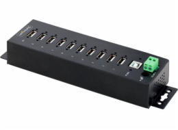 StarTech.com 10-Port Industrial USB 2.0 Hub, Rugged USB Hub w/15kV Air/8kV Contact ESD Level 4 Protection, DIN/Wall/Desk Mountable USB-A Hub, Multiport USB Hub with Locking Ports - Metal Construction 