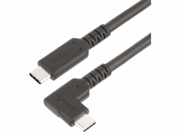StarTech.com 1.6ft (50cm) Rugged Right Angle USB-C Cable, USB 3.2 Gen 2 (10 Gbps), USB C to C Data Transfer Cable, 4K 60Hz DP Alt Mode, 100W Power Delivery - 90 Degree USB-C Cable (RUSB31CC50CMBR) - U