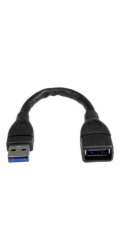 StarTech 6in Short USB 3.0 Extension Adapter Cable (USB-A Male to USB-A Female) - USB 3.1 Gen 1 (5Gbps) Port Saver Cable - Black (USB3EXT6INBK) - Prodlužovací šňůra USB - USB typ A (F) do USB typ A (M