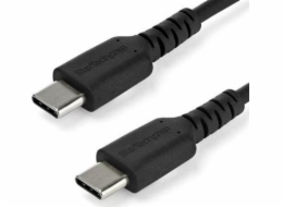 StarTech.com 1m USB C Charging Cable, Durable Fast Charge & Sync USB 2.0 Type C to USB C Laptop Charger Cord, TPE Jacket Aramid Fiber M/M 60W Black, Samsung S10, S20 iPad Pro MS Surface - Heavy Duty a