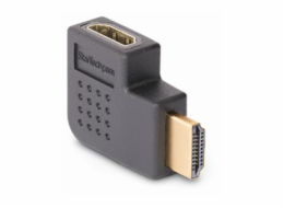 StarTech.com Right Angle HDMI 2.0 Adapter, 90-Degree HDMI Port Saver, M/F - High Speed - HDMI adaptér - HDMI s piny (male) do HDMI se zdírkami (female) pravoúhlý - cerná - podpora 4K60Hz, dvousmerný, 
