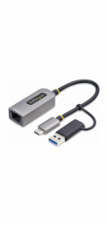 Startech 2.5GbE USB-C to Ethernet Adapter with USB-A Converter - Síťový adaptér - USB-C 3.2 Gen 1 / Thunderbolt 3 - 10M/100M/1G/2.5 Gigabit Ethernet - šedá space gray