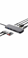 TRUST Dokovací stanice DALYX USB-C, 8v1, HDMI, RJ45, 2xUSB-C, 2xUSB-A, microSD/SD karta, šedá