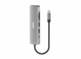 PORT CONNECT USB-C 1× 4K dokovací stanice, 6v1, stříbrná