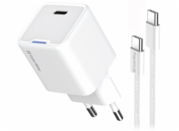 COLORWAY 1x USB-C/ síťová nabíječka/ GaN/ PD/ PPS/ 30W/ Včetně 100cm kabelu/ Bílá