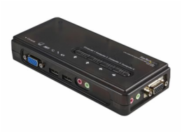 StarTech.com 4 Port Black USB KVM Switch Kit with Cables and Audio - desktop KVM Switch - VGA KVM Switch - USB KVM Switch 4 Port (SV411KUSB) - Přepínač KVM / audio - 4 x KVM / zvuk - 1 místní uživatel