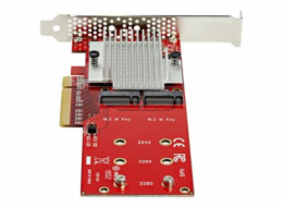 StarTech.com Dual M.2 PCIe SSD Adapter Card, x8 / x16 Dual NVMe or AHCI M.2 SSD to PCI Express 3.0, M.2 NGFF PCIe (M-Key) Compatible, Vented, Supports 2242, 2260, 2280, JBOD, Mac & PC - Full/Low-Profi