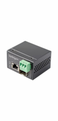 Startech PoE+ Industrial Fiber to Ethernet Media Converter 30W, SFP to RJ45, Singlemode/Multimode Fiber Optic to Copper Gigabit Ethernet, Mini/Compact Size, IP-30/ -40 to +75C, 1Gbps - Mini Media Conv