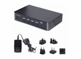 StarTech.com 4-Port DisplayPort 1.4 KVM Switch, 8K 60Hz / 4K 144Hz, 2x USB 3.0 Ports, 4x USB 2.0 Ports, Hotkey Switching, TAA Compliant (D86A2-4-PORT-8K-KVM) - Přepínač KVM / audio / USB - 4 x KVM / z