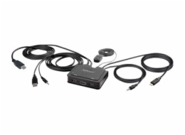 StarTech.com 2-Port Hybrid USB-C HDMI Cable KVM Switch, 4K 60Hz, Compact KVM with 6ft/1.8m USB-A/HDMI/Audio & 4ft/1.2m USB-C Integrated Host Cables, Bus Powered - Remote Push Button/Hotkey Switching (