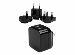StarTech.com Travel USB Wall Charger - 2 Port - Black - Universal Travel Adapter - International Power Adapter - USB Charger (USB2PACBK) - Síťový adaptér - 17 Watt - 3.4 A - 2 výstupní konektory (USB)