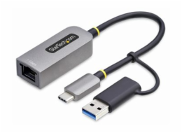 StarTech.com USB-C to Ethernet Adapter w/USB-A Adapter, Realtek RTL8153B - Sítový adaptér - USB-C 3.2 Gen 1 - Gigabit Ethernet - šedá space gray