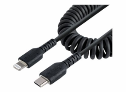 StarTech.com 50cm/20in USB C to Lightning Cable, MFi Certified, Coiled iPhone Charger Cable, Black, Durable and Flexible TPE Jacket Aramid Fiber, Heavy Duty Coil Charging Cable - Rugged USB Lightning 