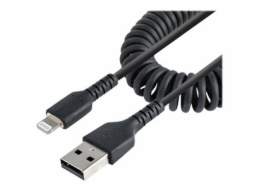 StarTech.com 50cm (20in) USB to Lightning Cable, MFi Certified, Coiled iPhone Charger Cable, Black, Durable and Flexible TPE Jacket Aramid Fiber, Heavy Duty Coil Charging Cable - Rugged USB Lightning 