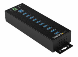 StarTech.com 10 Port USB Hub with Power Adapter, Surge Protection, Metal Industrial USB 3.0 Data Transfer Hub, Din Rail, Wall or Desk Mountable, High Speed USB 3.1/ USB 3.2 Gen 1 5Gbps Hub - Windows/m