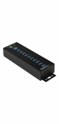 Startech 10 Port USB Hub with Power Adapter, Surge Protection, Metal Industrial USB 3.0 Data Transfer Hub, Din Rail, Wall or Desk Mountable, High Speed USB 3.1/ USB 3.2 Gen 1 5Gbps Hub - Windows/macOS