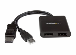 StarTech.com 2-Port Multi Monitor Adapter, DisplayPort 1.2 MST Hub, Dual 4K 30Hz or 1080p, USB Bus Powered, Video Splitter for Extended Desktop Mode on Windows Only, DP to 2x DP MST Hub - Multi Stream