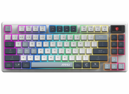 MSI herní klávesnice FORGE GK600 TKL Sky/ bezdrátová 2,4GHz+BT/ mechanická/ RGB/ USB-C/ display/ CZ+SK layout