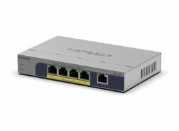 NETGEAR GS105P - Prepínac - nerízený - 1 x 10/100/1000 + 4 x 10/100/1000 (PoE+) - desktop, pro pripevnení na zed - PoE+ (63 W)