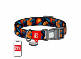 Waudog "Oranges" nylon dog collar with QR code, size XL