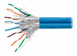 PLANET kabel SFTP, drát, Cat 6A, 4p, 500MHz, LS0H, TWIN stíněný každý pár, Planet Elite, modrý, Dca, balení 2*500m