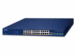 Planet GS-6311-24PL4X L3 switch, 24x1Gb, 4x10Gb SFP+, 24x PoE 802.3at 720W, 0~50°C , QoS, RING