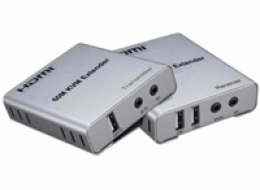 PremiumCord HDMI KVM extender s 2xUSB na 60m s audiem přes jeden kabel Cat5/6