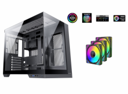 1stCOOL skříň DREAMER, Mid Tower, AU, USB 3.0, USB-C, 3x 120mm ARGB Fan, černá