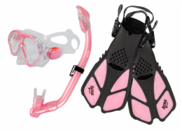 Šnorchlovací set 3 v 1, DĚTSKÝ, RŮŽOVÝ, obsahuje masku, ploutve a šnorchl
