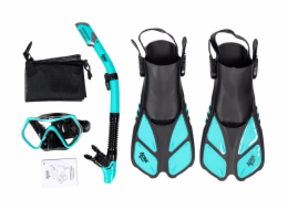 Šnorchlovací set 3 v 1, TYRKYSOVÝ, L/XL, ploutve 42-47, šnorchl, maska