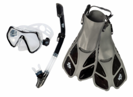 Šnorchlovací set 3 v 1, ČERNÝ, L/XL, ploutve 42-47, maska, šnorchl