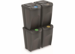 Odpadkový koš Prosperplast SORTIBOX 4 x 35 l šedý, 2 jakost