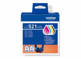 Brother LC521 Value Pack - 4-balení - cerná, žlutá, azurová, purpurová - originální - závesný box - inkoustová cartridge - pro Brother DCP-J1260W, DCP-J1310DW, DCP-J1313DW, DCP-J1460DW